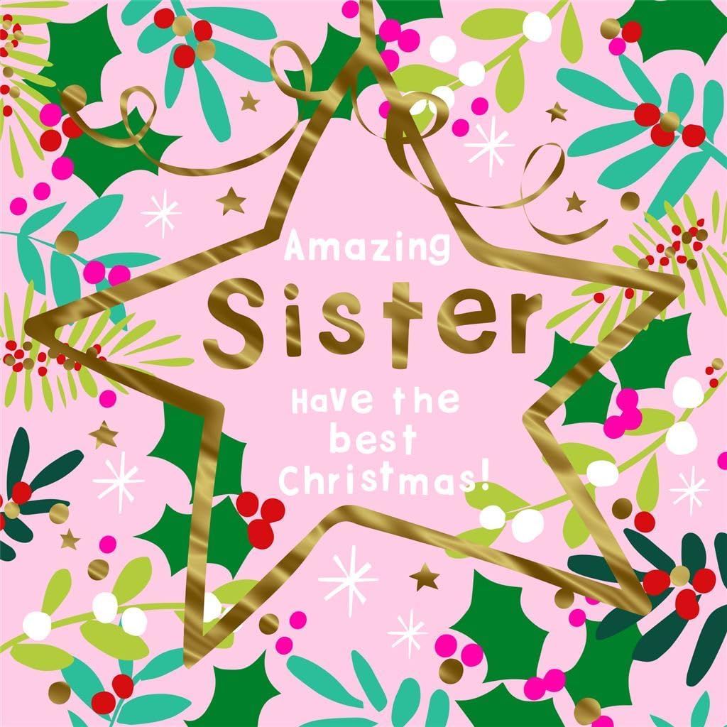 Leaves and Star Design Sister Christmas Card