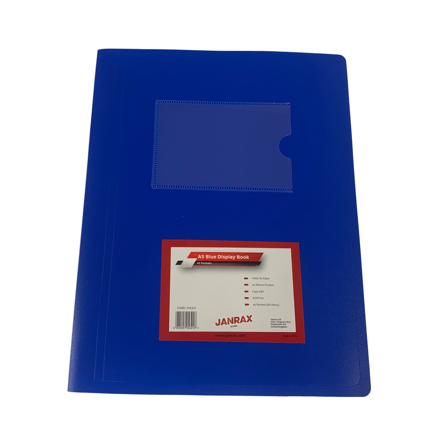 A5 Blue Flexible Cover 40 Pocket Display Book