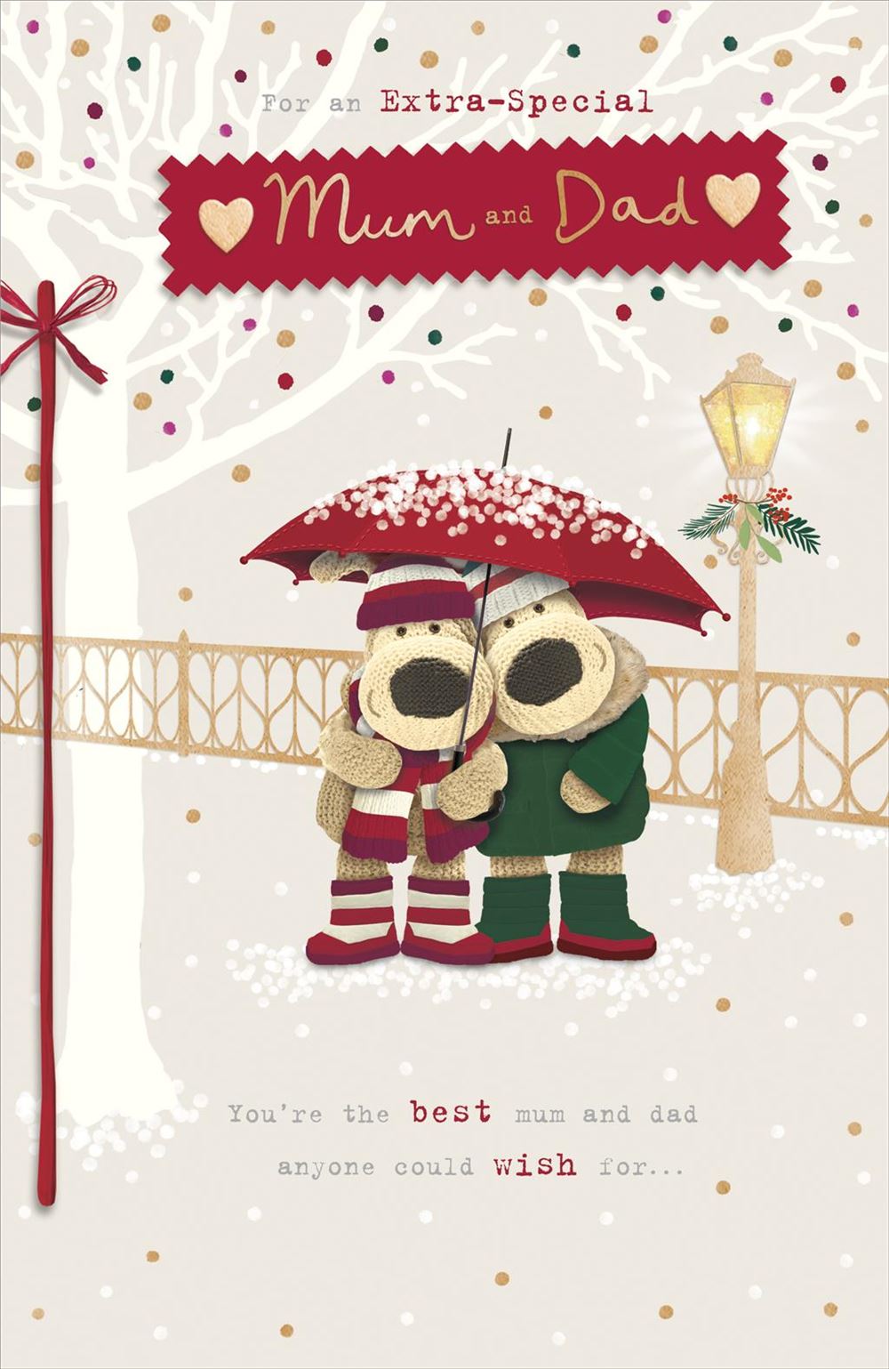 Boofles Under Umbrella Mum & Dad Christmas Card