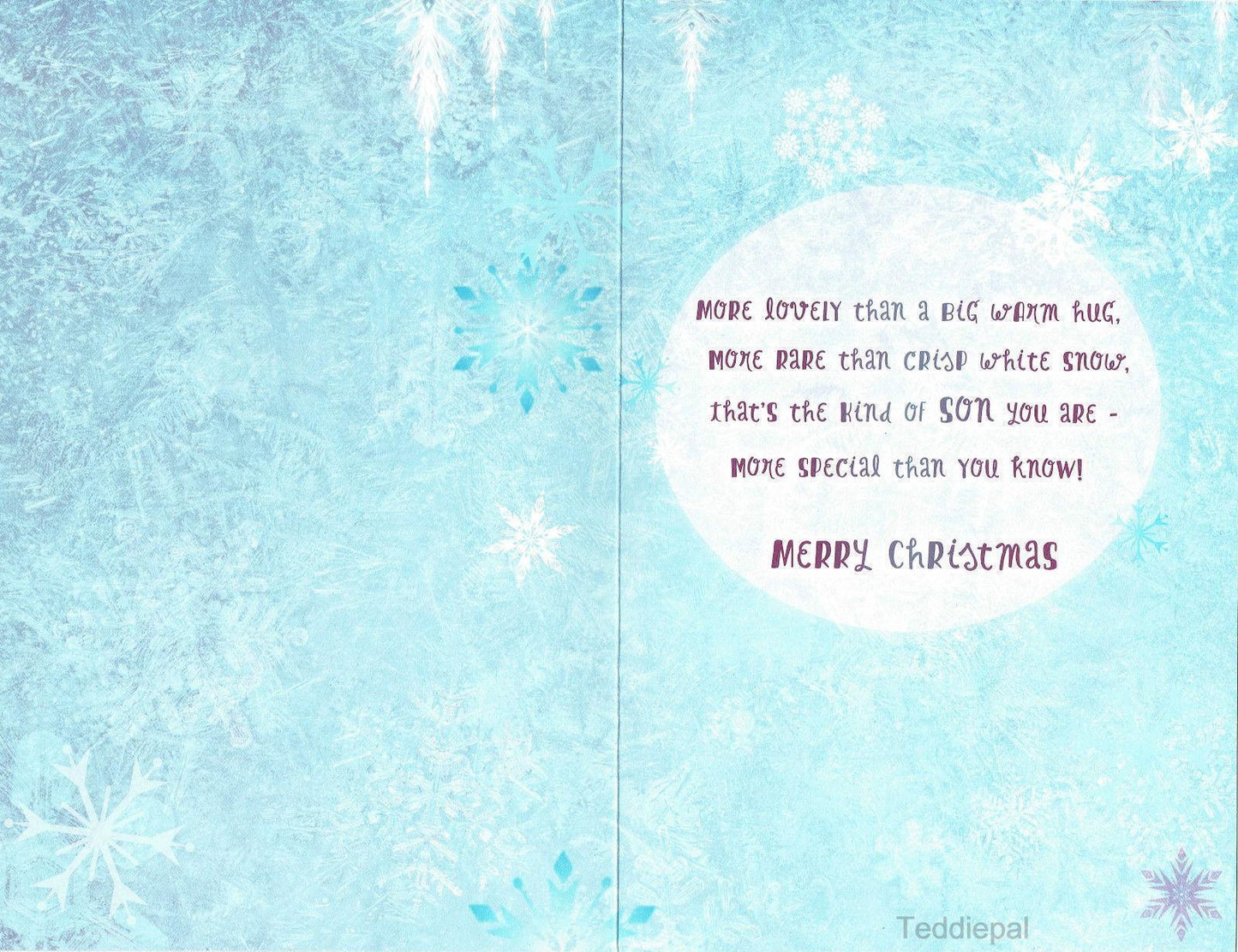 "For A Son Who's Worth Melting For" Disney's Frozen Christmas Card Olaf