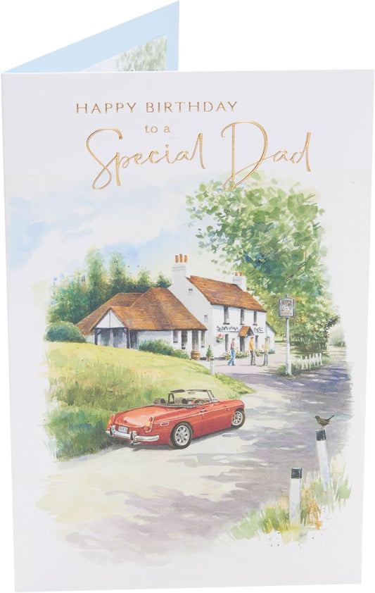 Sports Car & Pub Design Dad Birthday Card