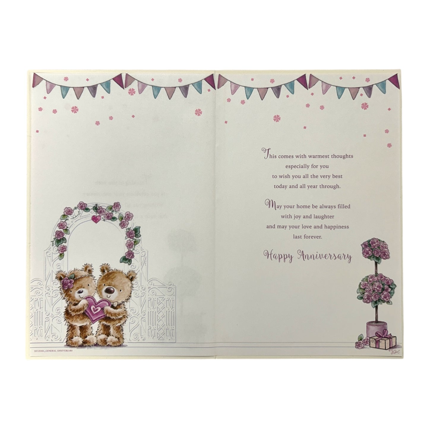 Lovely Couple Teddy Holding Heart Design Anniversary Card
