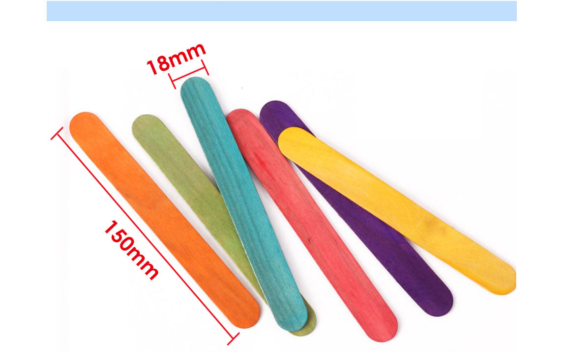 Pack of 50 Assorted Colour Wooden Sticks
