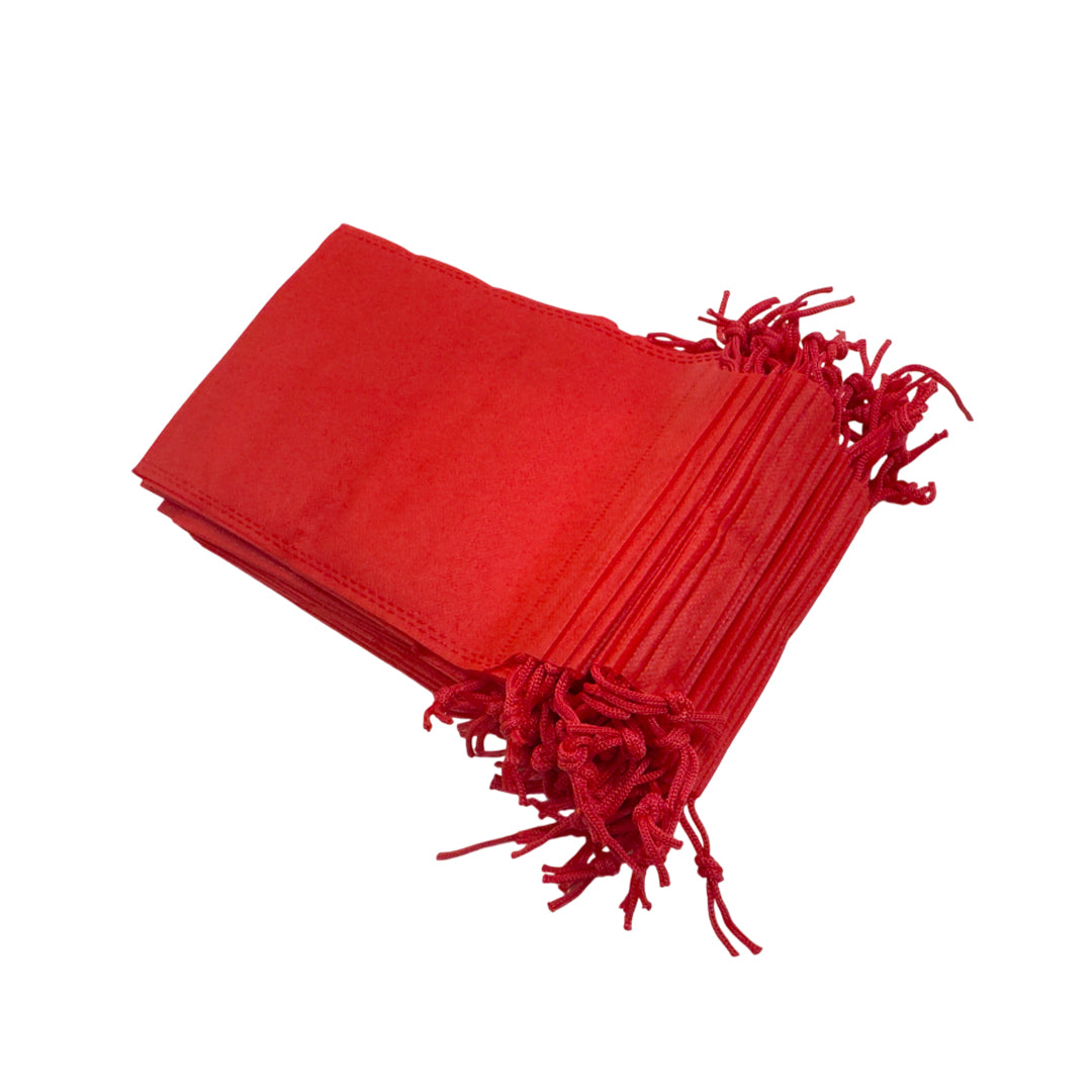 Pack of 25 Red Coloured 27x20cm Non-Woven Drawstring Bags