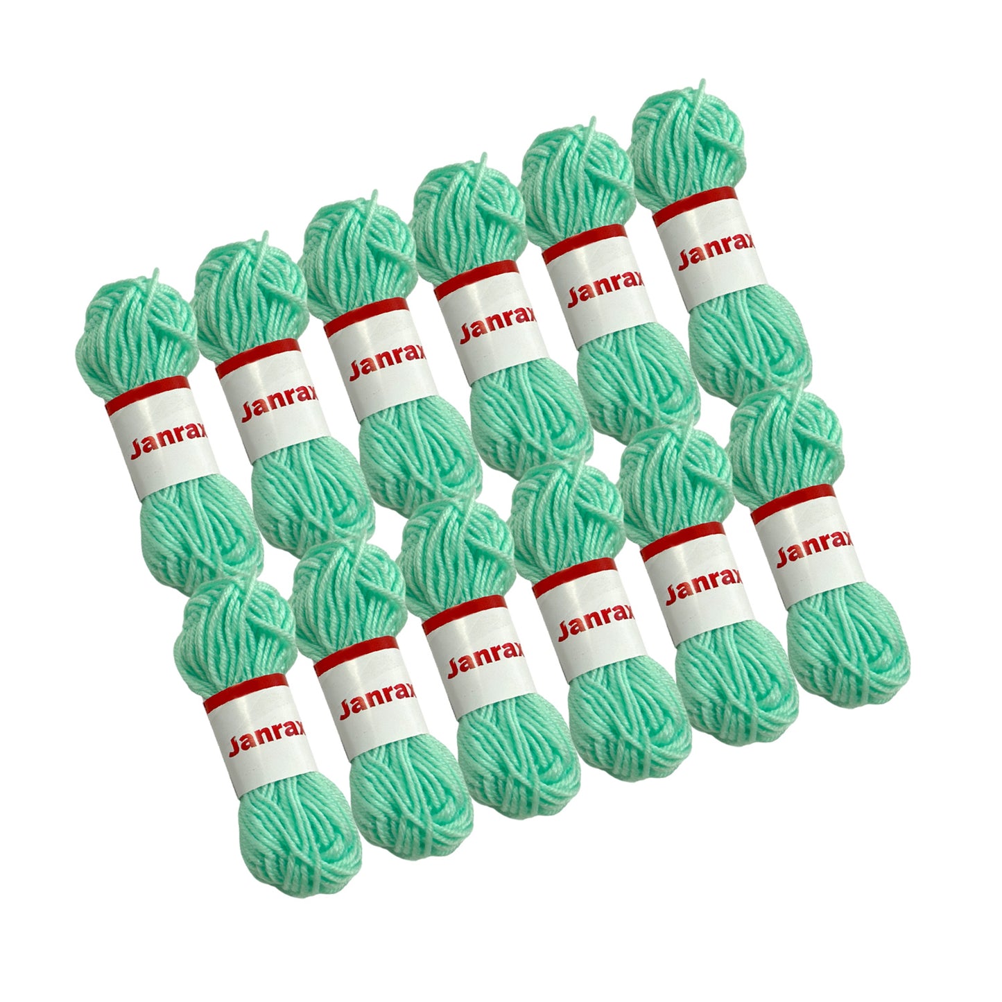 Pack of 10 Pastel Green Acrylic Yarn Rolls – 10g each, 4 Strand 8 Ply Knitting Wool