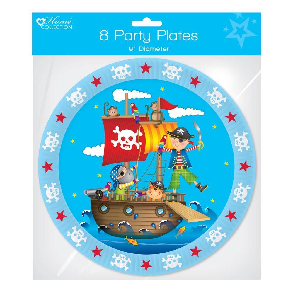 Pack of 8 Pirates Party Paper Plates - 9" Diameter