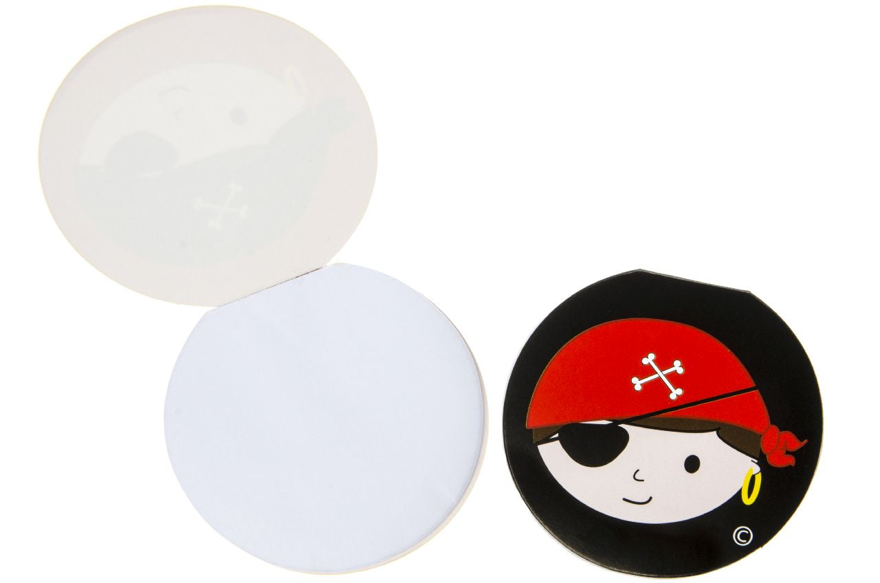 Box of 48 Round Pirate Design Notebooks 8cm