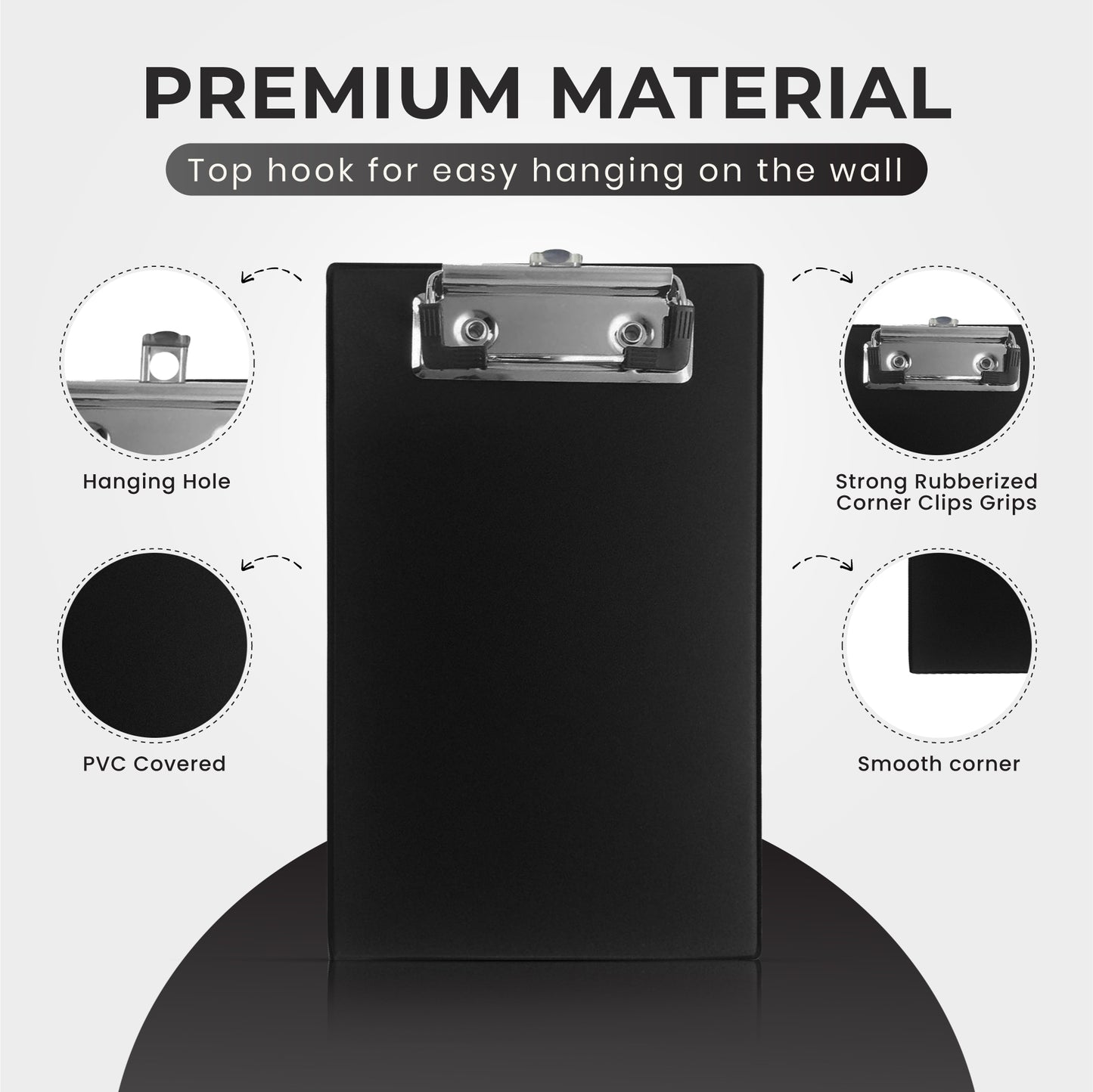 Black Mini Clipboard - Small Pocket A6 Clip Board