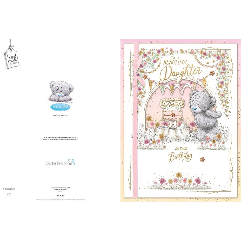 Bear With Cake And Candles Daughter Handmade Boxed Birthday Card