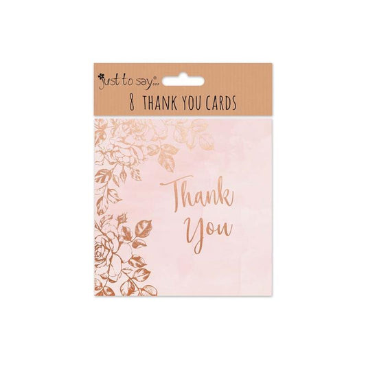 Pack of 8 Blush Floral Wedding Thank you Cards & Envelopes