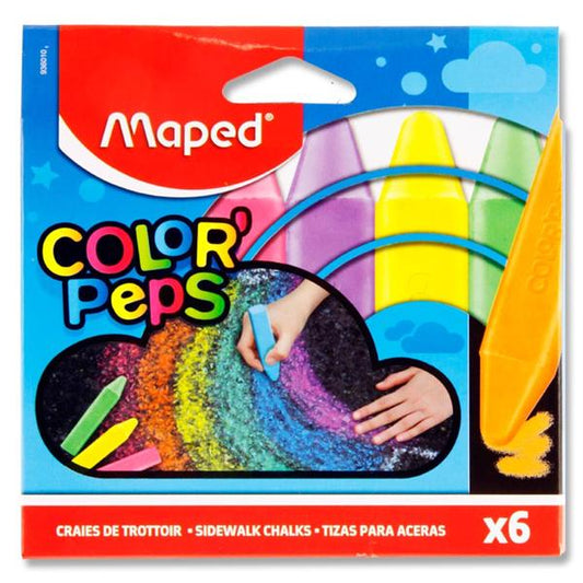 Box of 6 Color'peps Squared Sidewalk Chalks by Maped