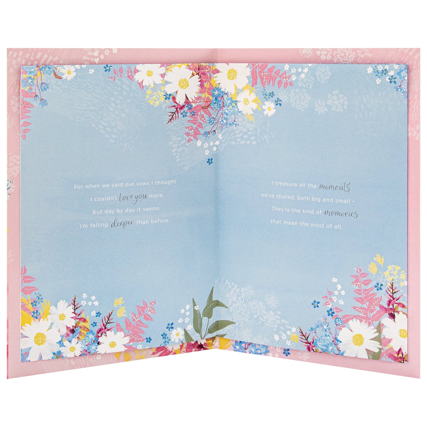 Pink Florals Design & Heartfelt Verse Wife Anniversary Card