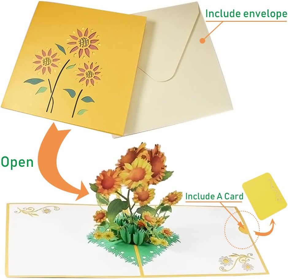 Sunflowers Bursting 3D Pop Up Greeting Card