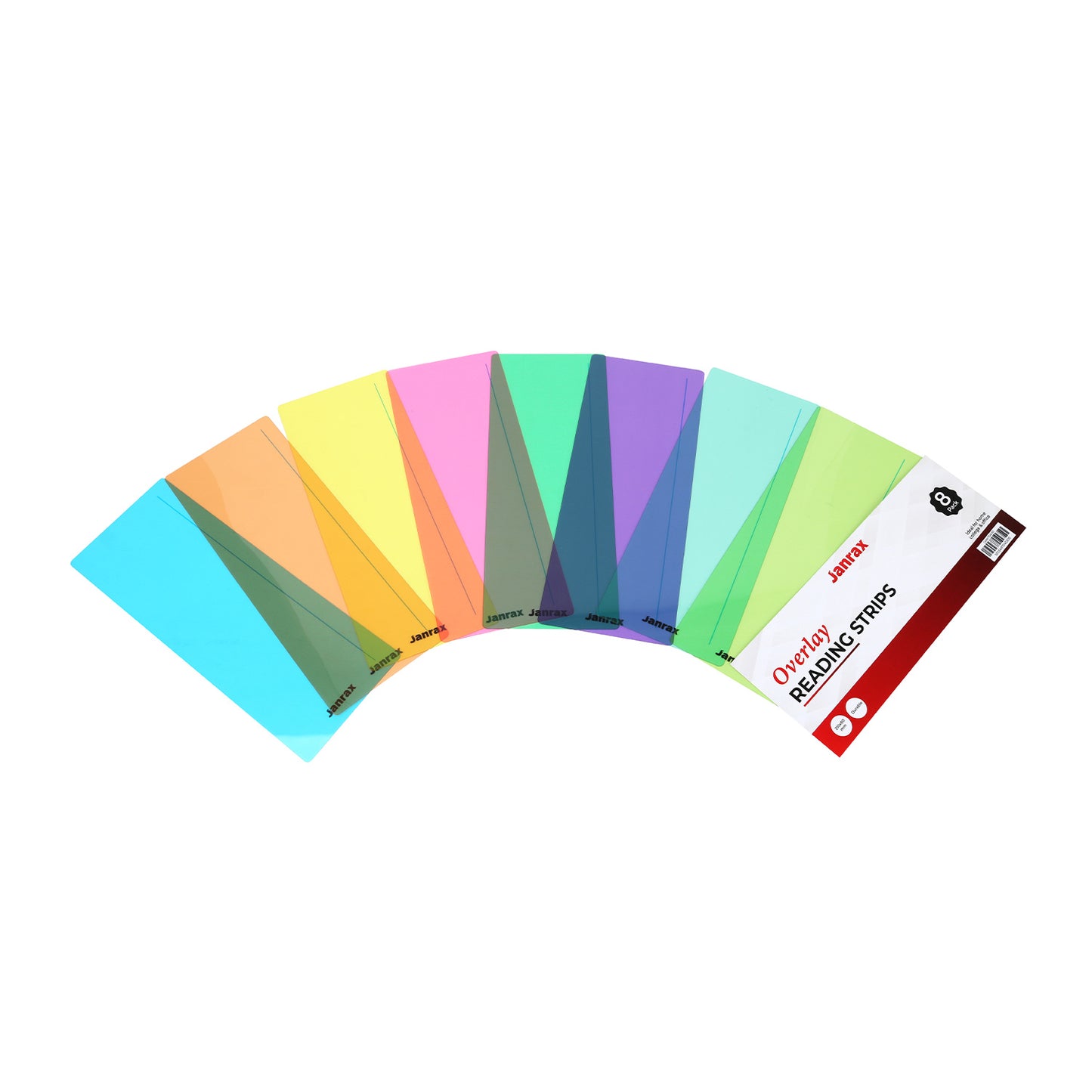 Pack of 16 Assorted Coloured 210x80mm Dyslexia Overlay Reading Strips – PET Material, Rounded Corners
