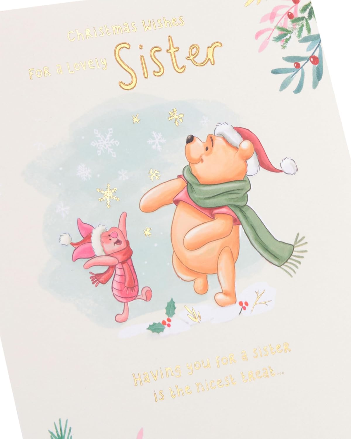 Disney Winnie the Pooh & Piglet Design Sister Christmas Card