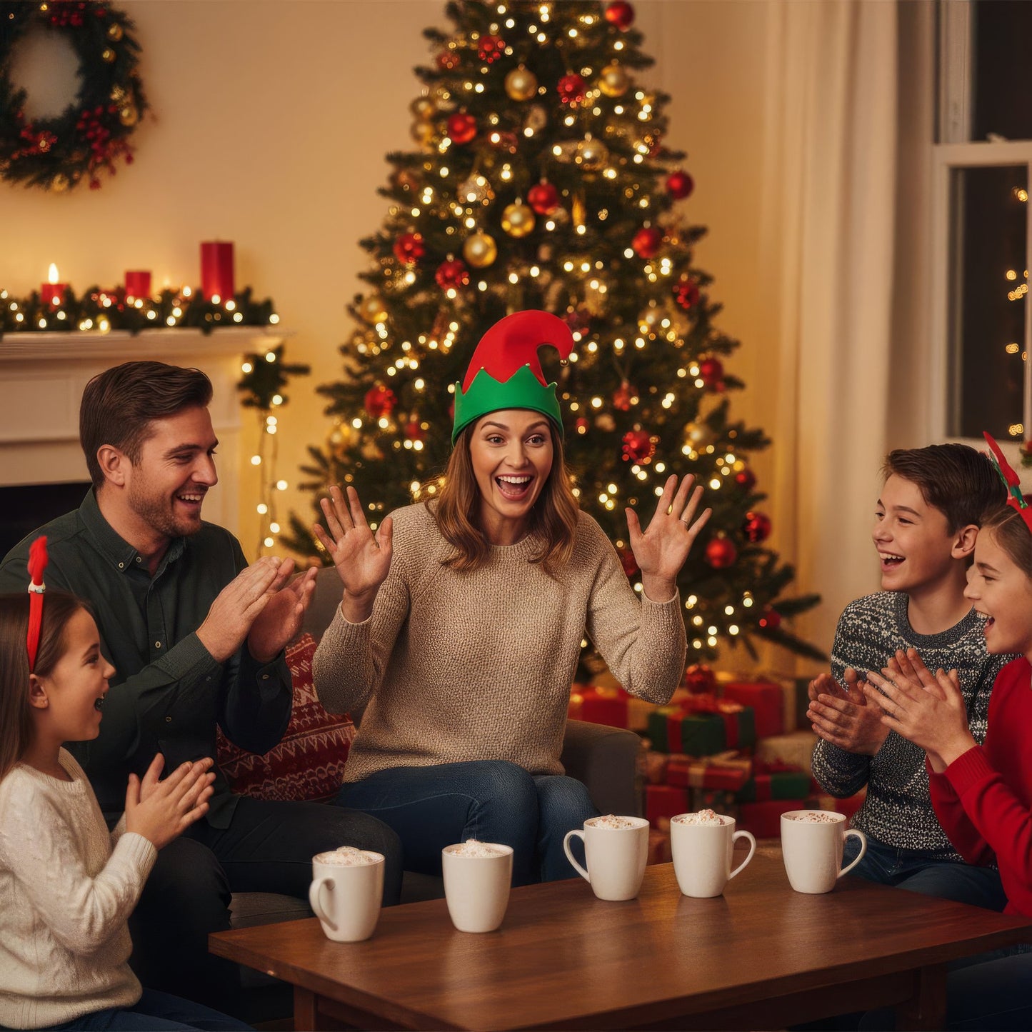 Christmas Elf Hat With Bells For Adult