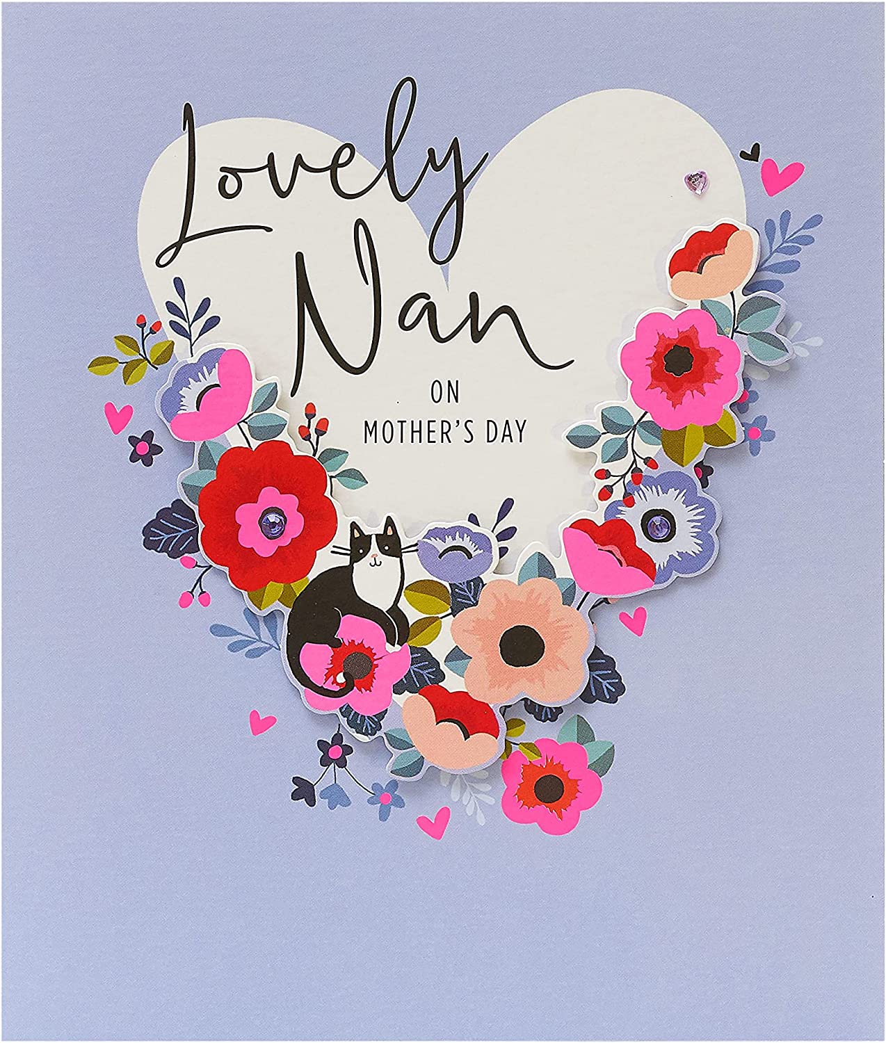 Heart & Cat Design for Nan Mother's Day Card