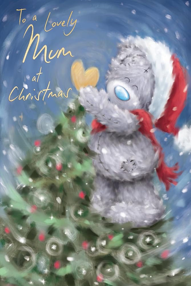 Bear Putting Star On Tree Lovely Mum Christmas Card