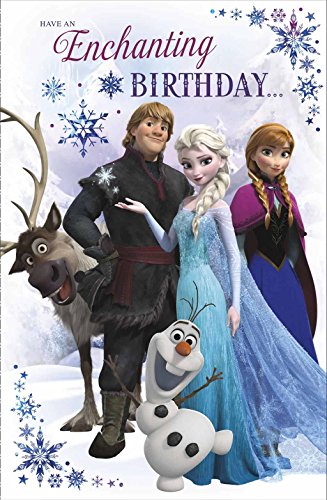 Enchanting Open Birthday New Card Disney Anna Kristoff Sven & Olaf Frozen 