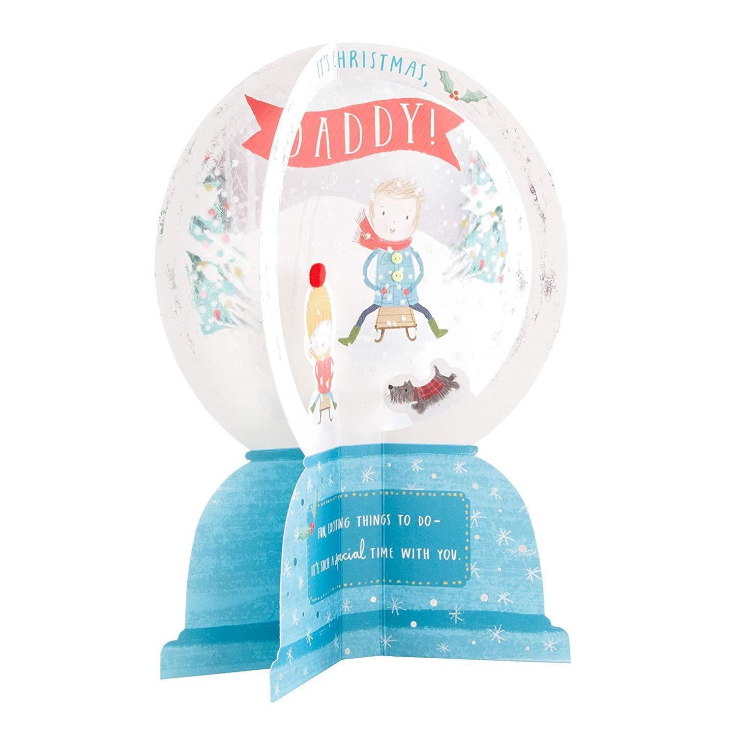3D Daddy Christmas Card 'Snow Globe'