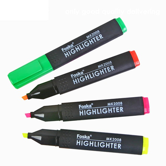 Pack of 12 Slim Green Chisel Point Highlighter Pens