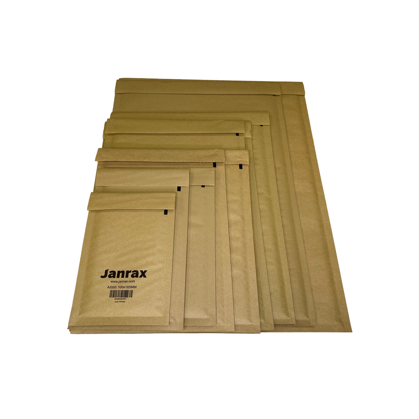 Pack of 100 Bubble Lined Size 6/J Padded Brown Postal Envelopes by Janrax