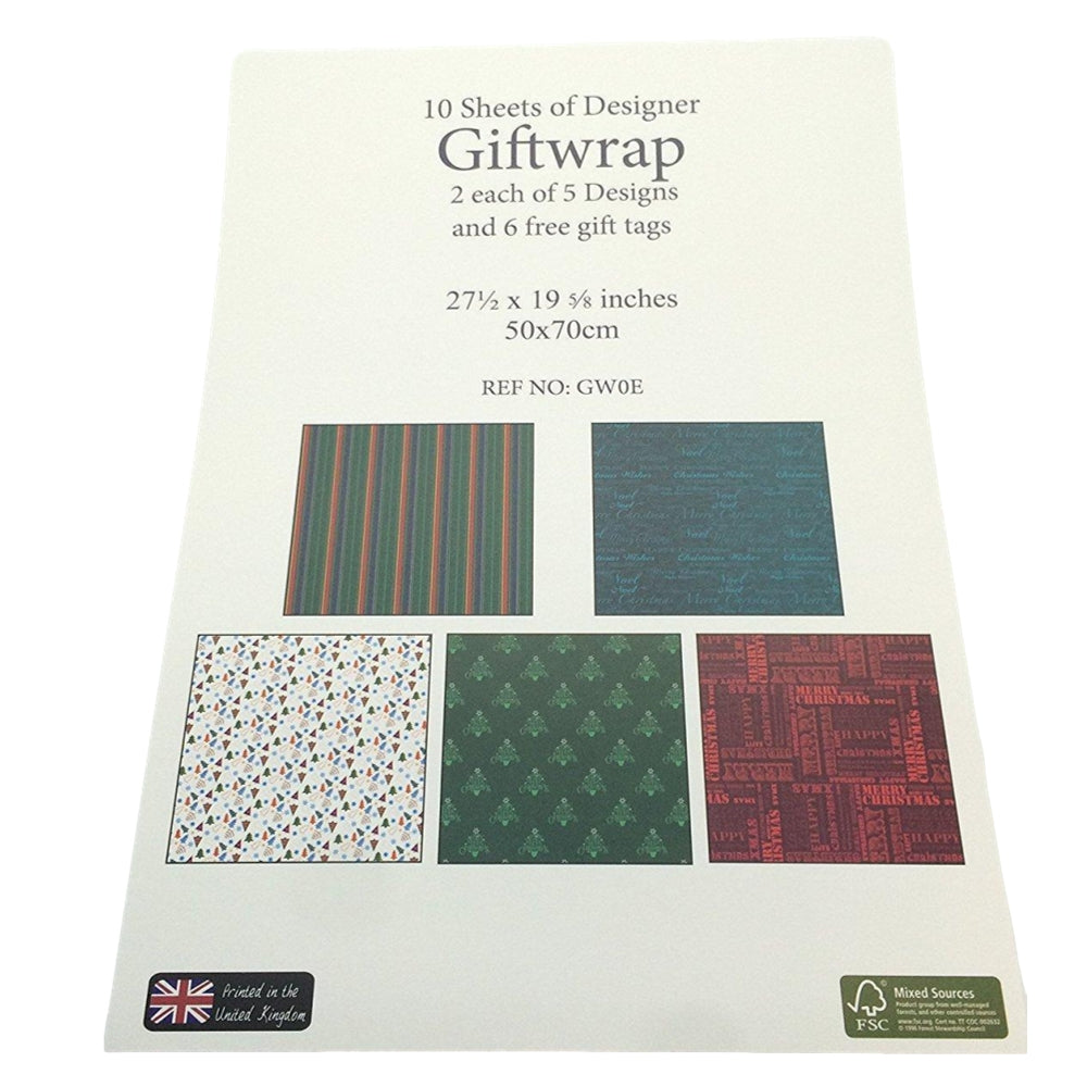 10 Sheet of Mix Designer' Soft touch Foiled Christmas Giftwrap