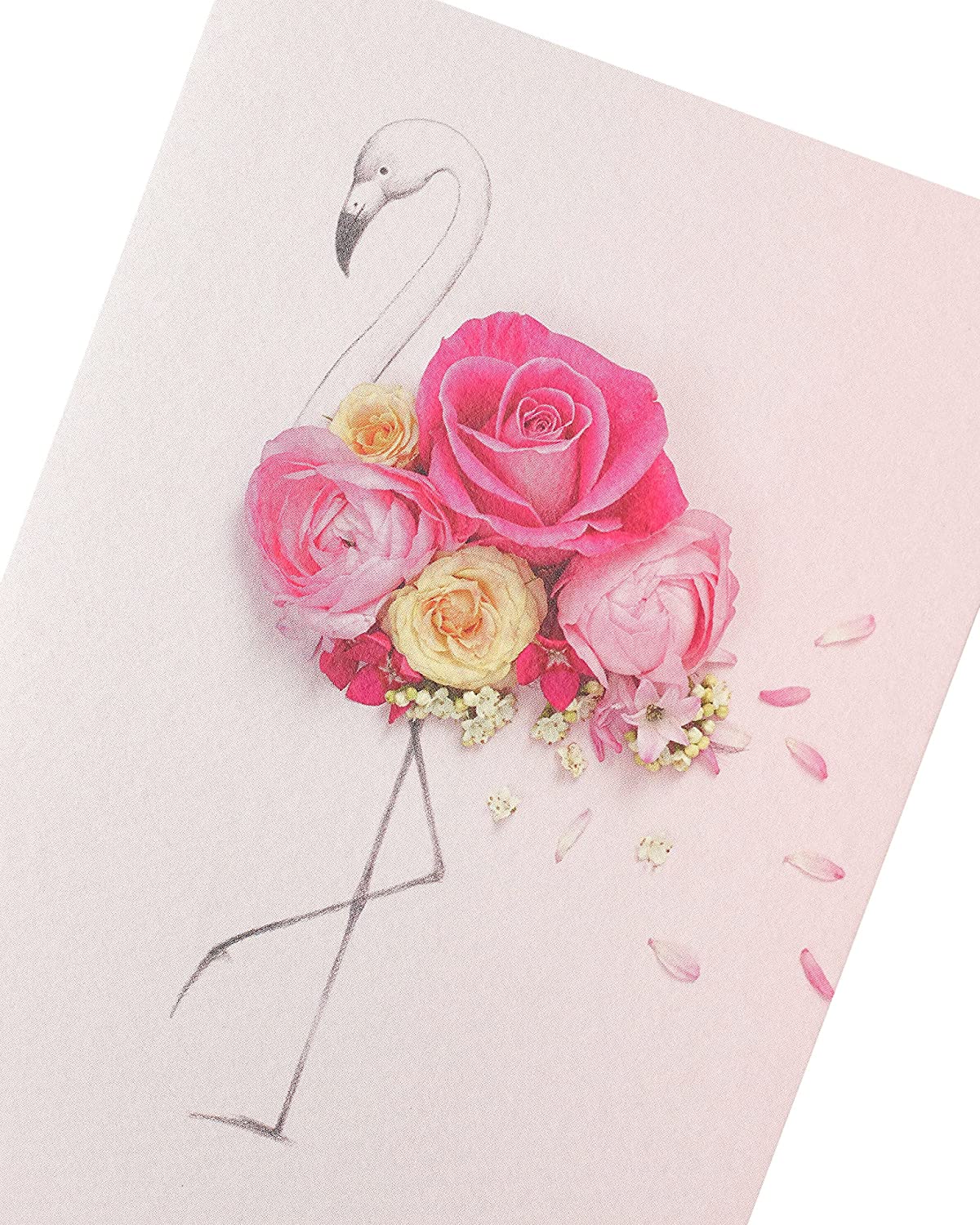 Into The Meadow Pink Floral Flamingo Design Birthday Card For Her