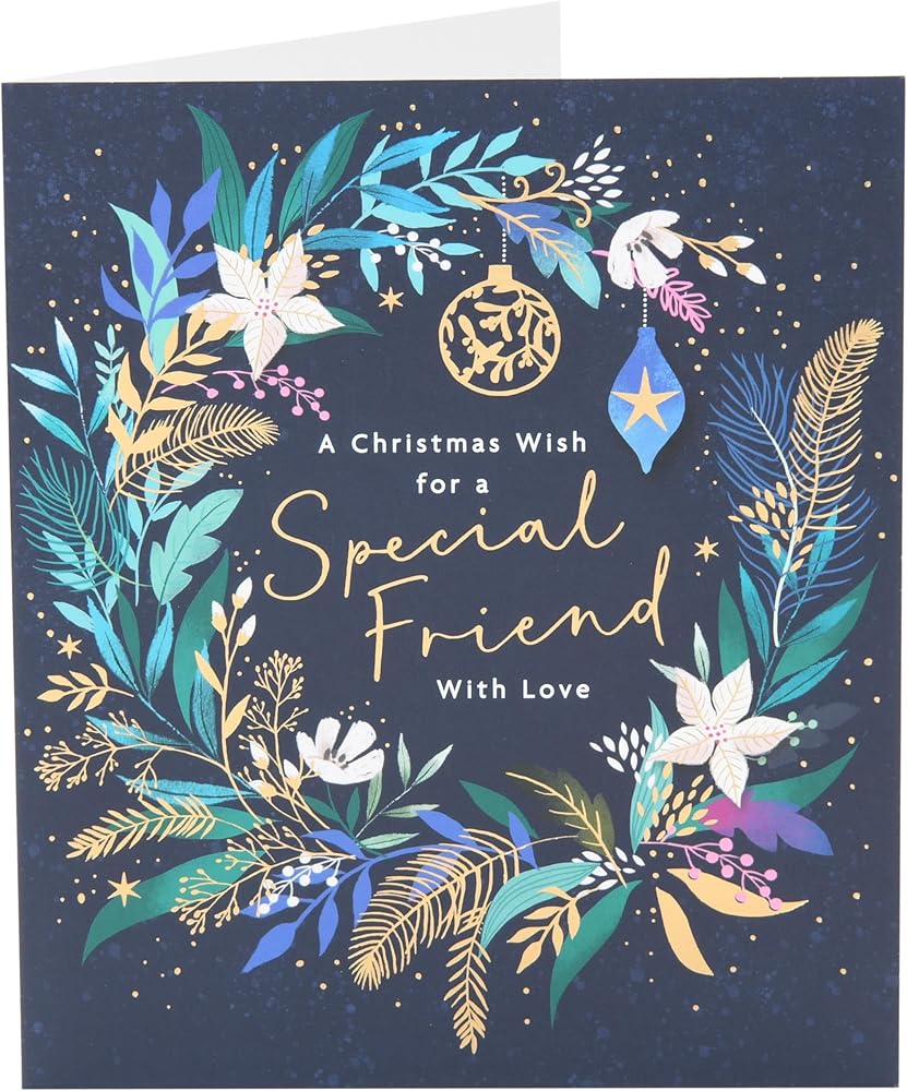 Large Floral Wreath Design Special Friend Christmas Card