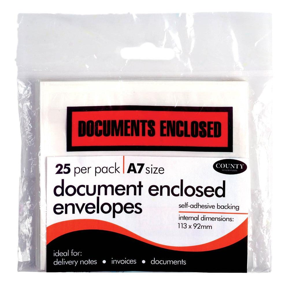 Document Enclosed Envelopes Pack of 25 Self Adhesive Backing A7 Size