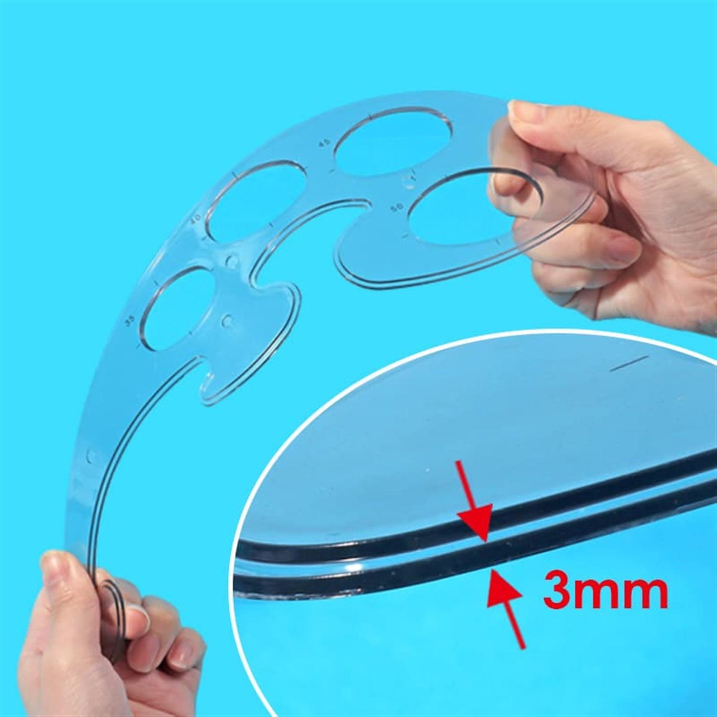 Pack of 3 Transparent Plastic French Curve Design Ruler Set