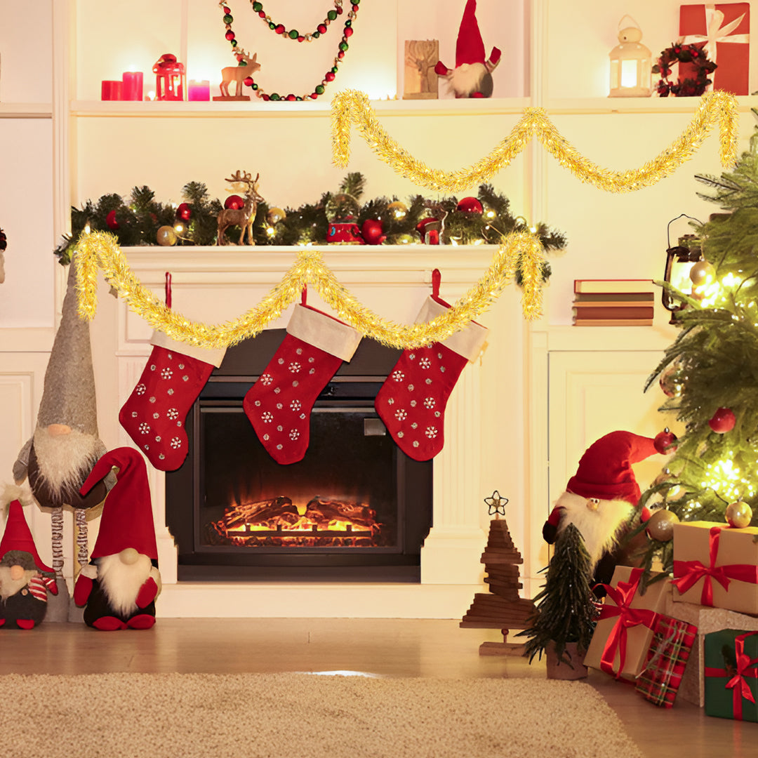 Pack of 6 2m Christmas Chunky Tinsel - Red