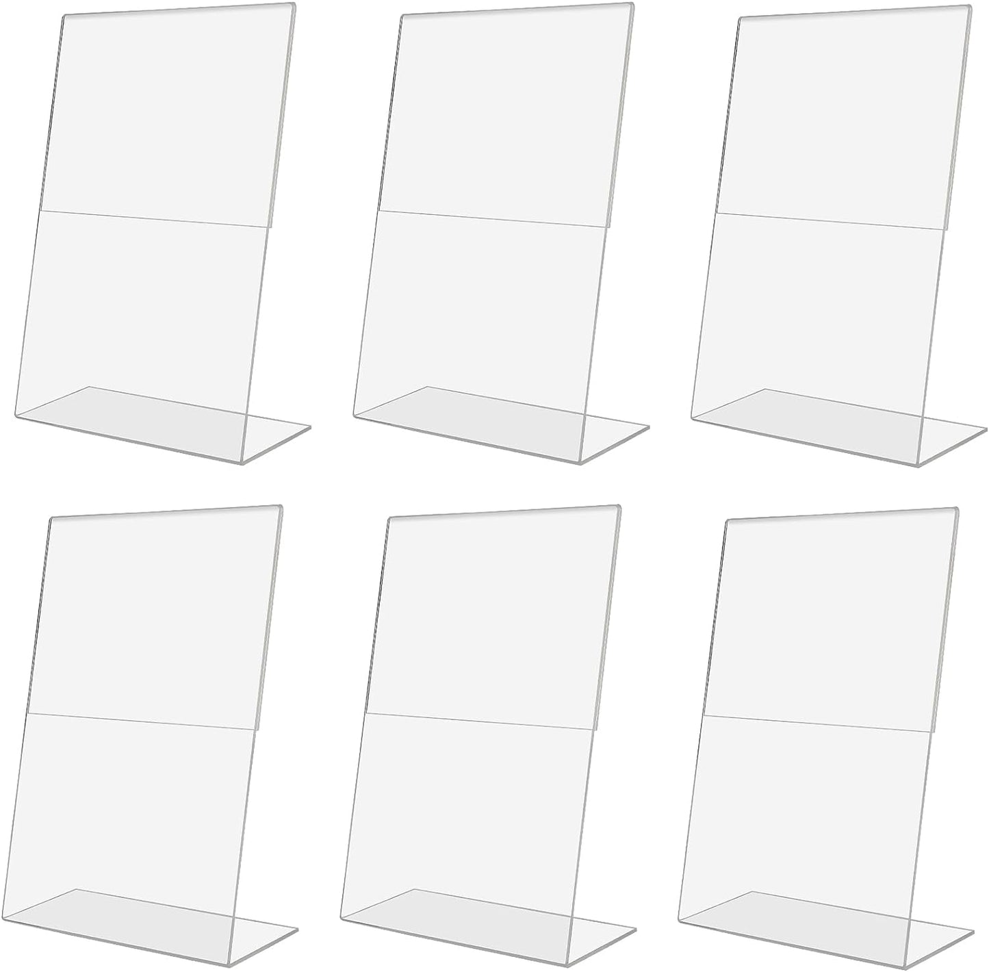 Pack of 6 A4 Vertical Design L-Shape Transparent Acrylic Label Sign Holder