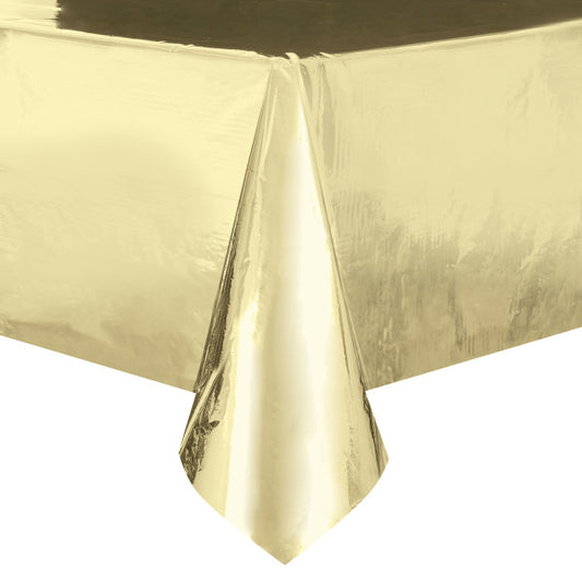 Gold Foil Rectangular Plastic Table Cover, 54"x108"