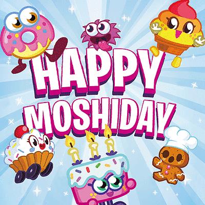 Moshi Monsters Birthday 3D Holographic Greeting Card Foodies Happy Moshiday