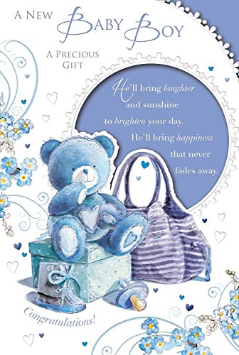 A New Baby Boy Teddy With Toy Design Greeting Card