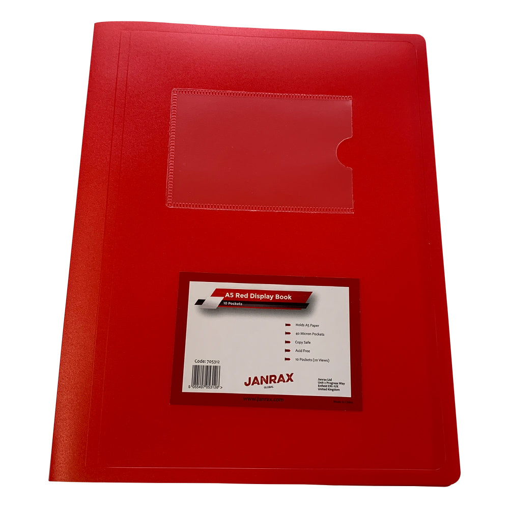 Pack of 10 A5 10 Pocket Red Flexible Cover Display Books
