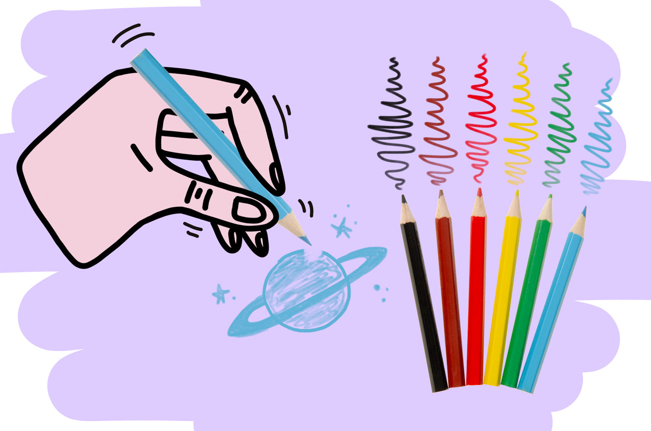 12 Pack of 6 Pieces Space Colored Pencils 9cm