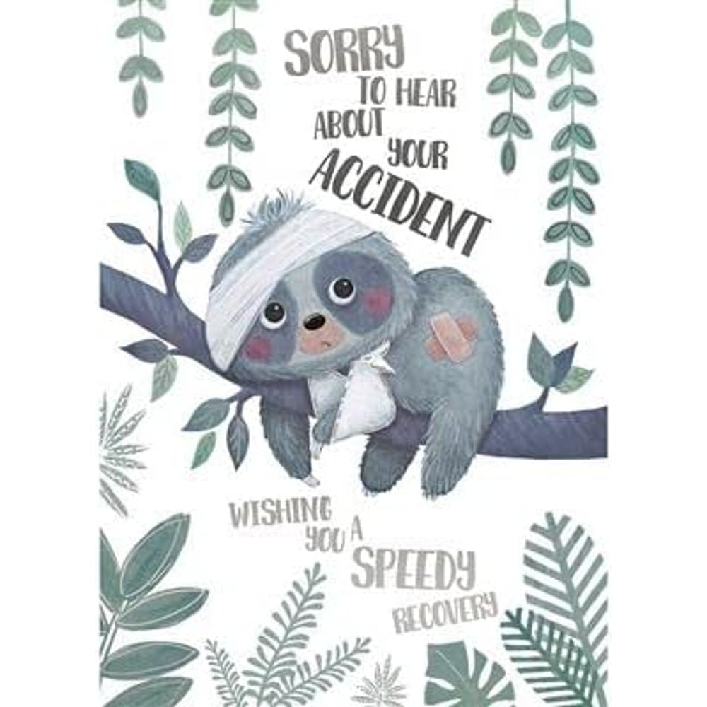 Sloth in Bandages Get Well Card 'Speedy Recovery' From Your Accident