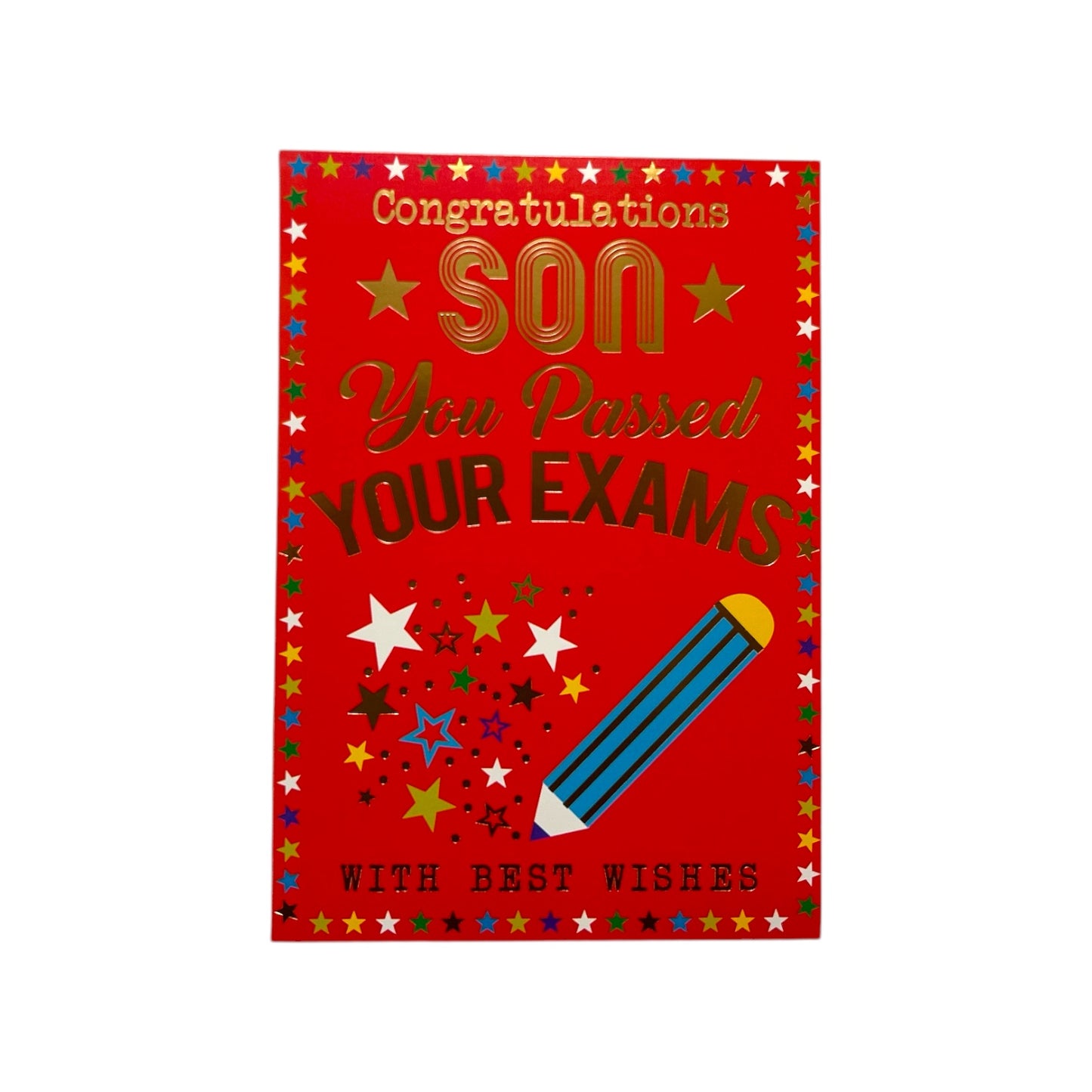 To Son You Passed Your Exam Multi Stars Design Congratulations Card