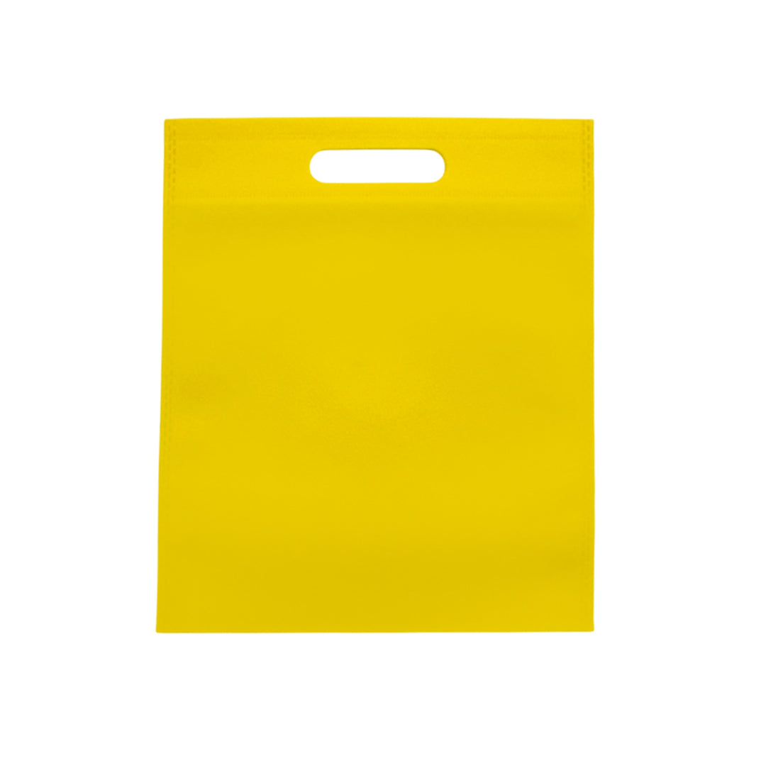 Pack of 100 Yellow Coloured 30x25cm Non-Woven Patch Handle Bags