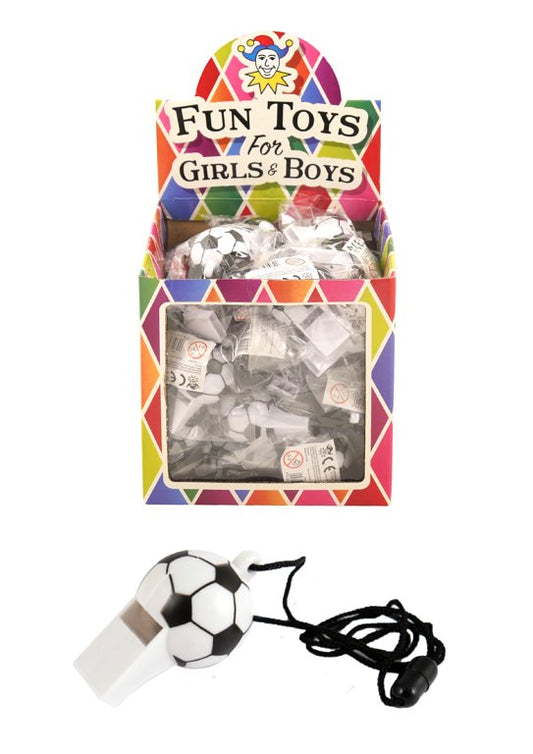 Football Soccer Themed Plastic Whistle with Neck Cord - Sport Referee Wrist