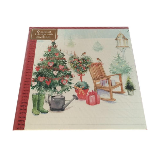 Pack of 6 'Christmas Garden' Design Christmas Cards