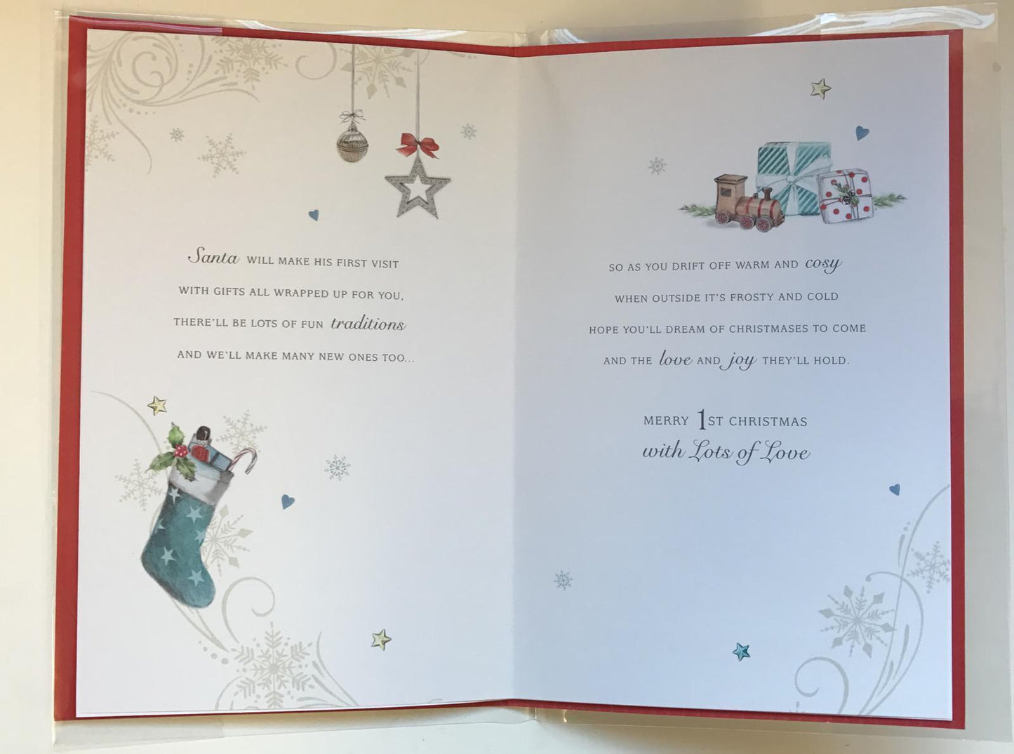 Sweet Sentiments Baby Boy 1st Christmas Greetings First Xmas Card