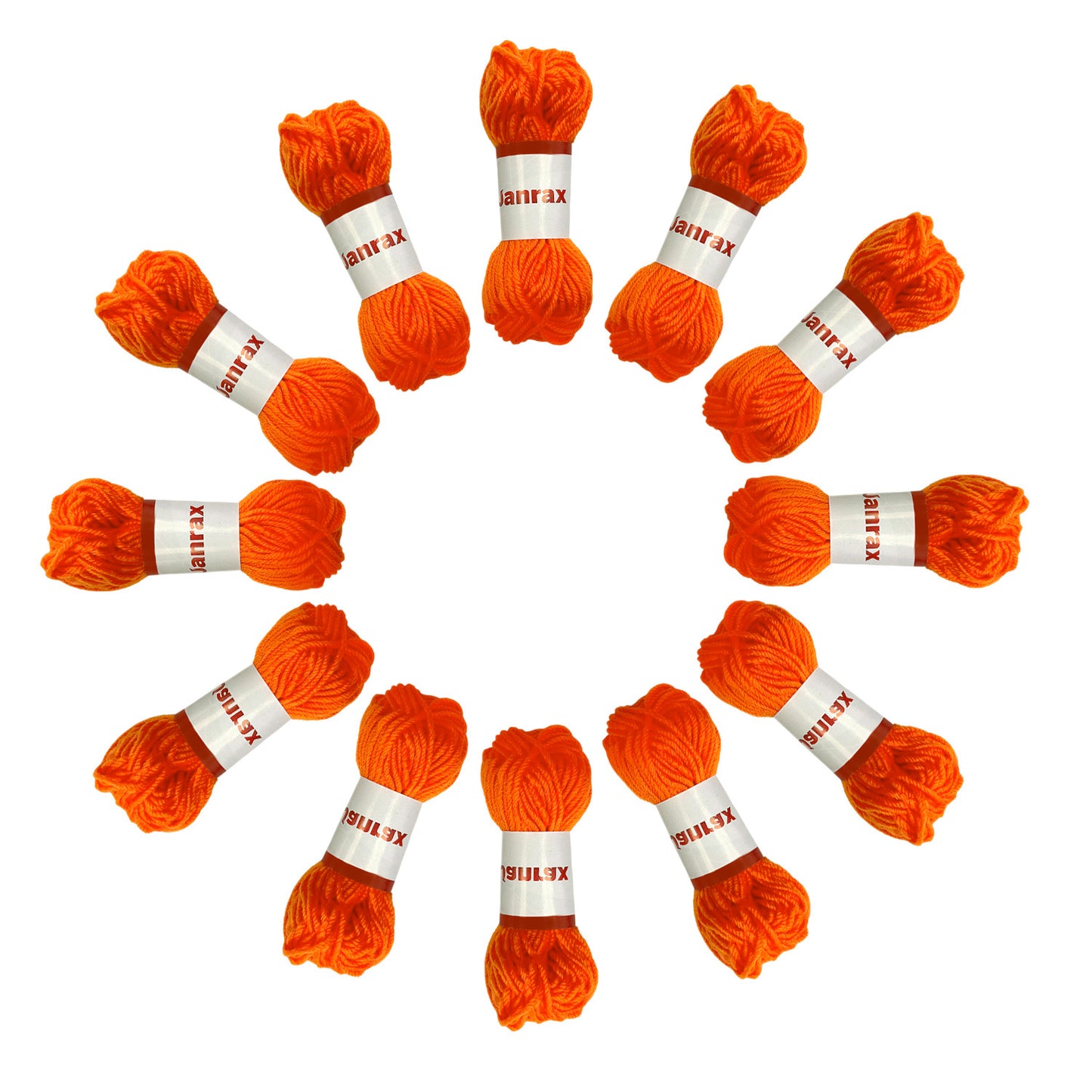 Pack of 20 Orange Acrylic Yarn Rolls – 10g each, 4 Strand 8 Ply Knitting Wool