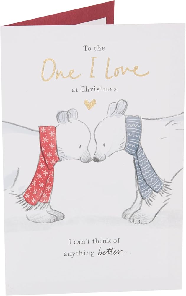 Bears Kissing One I Love Christmas Card