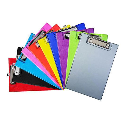 Pack of 10 Janrax A5 Assorted Coloured Foldover Clipboards