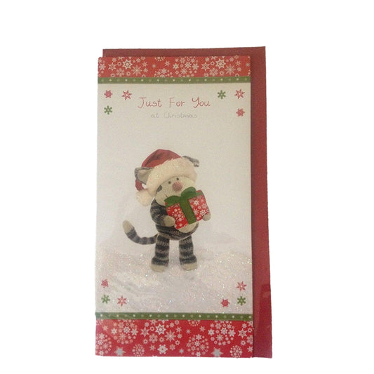 Just For You Cute Cat With Present Christmas Card Money Wallet