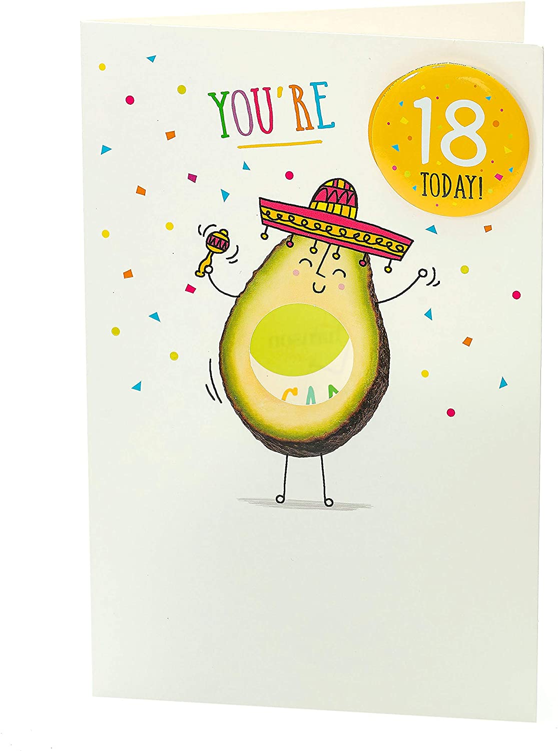 Funny 18th Avocado Design Birthday Card With Badge
