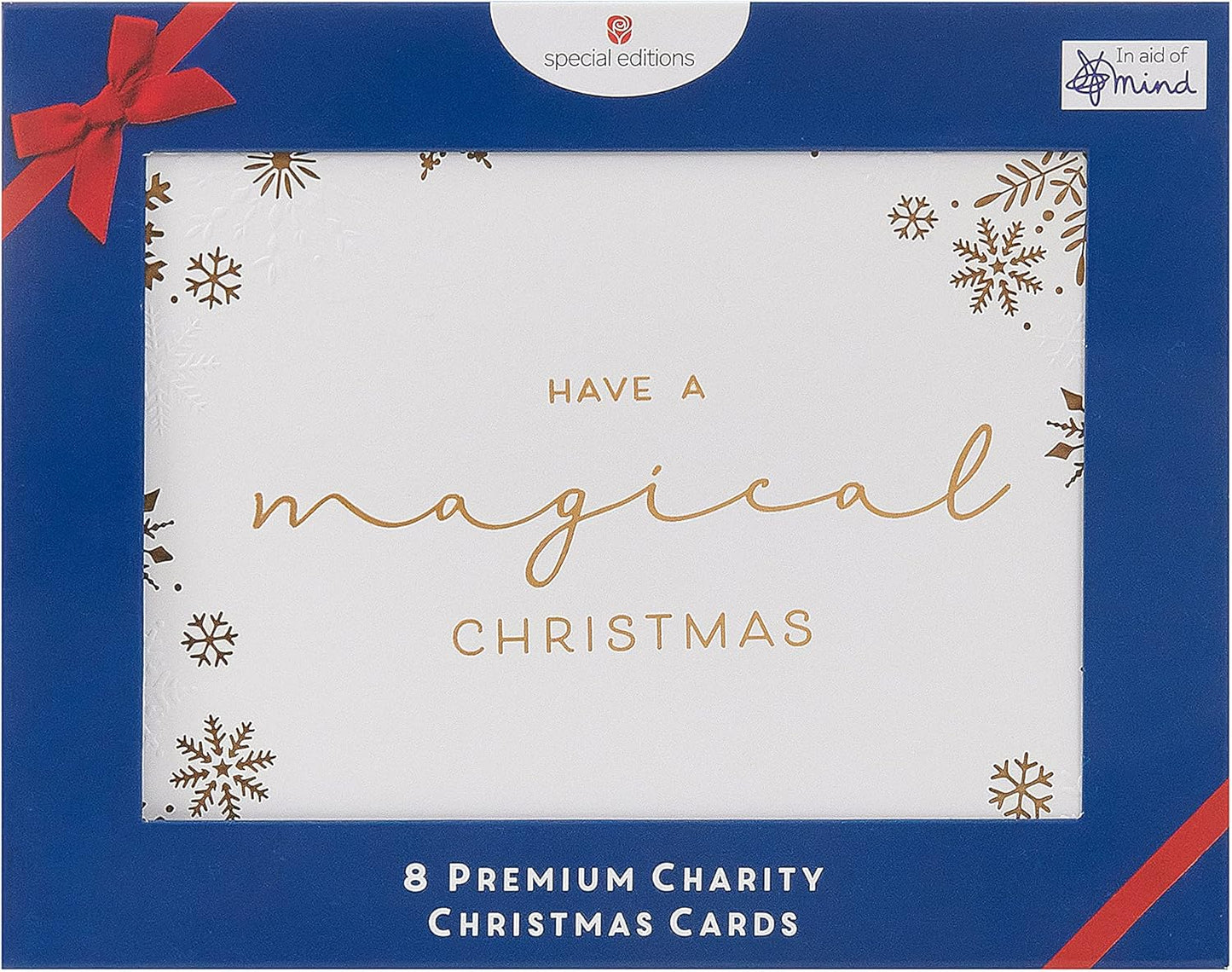 Box of 8 Gold Foiled Snowflake Mind Charity Luxury Christmas Cards